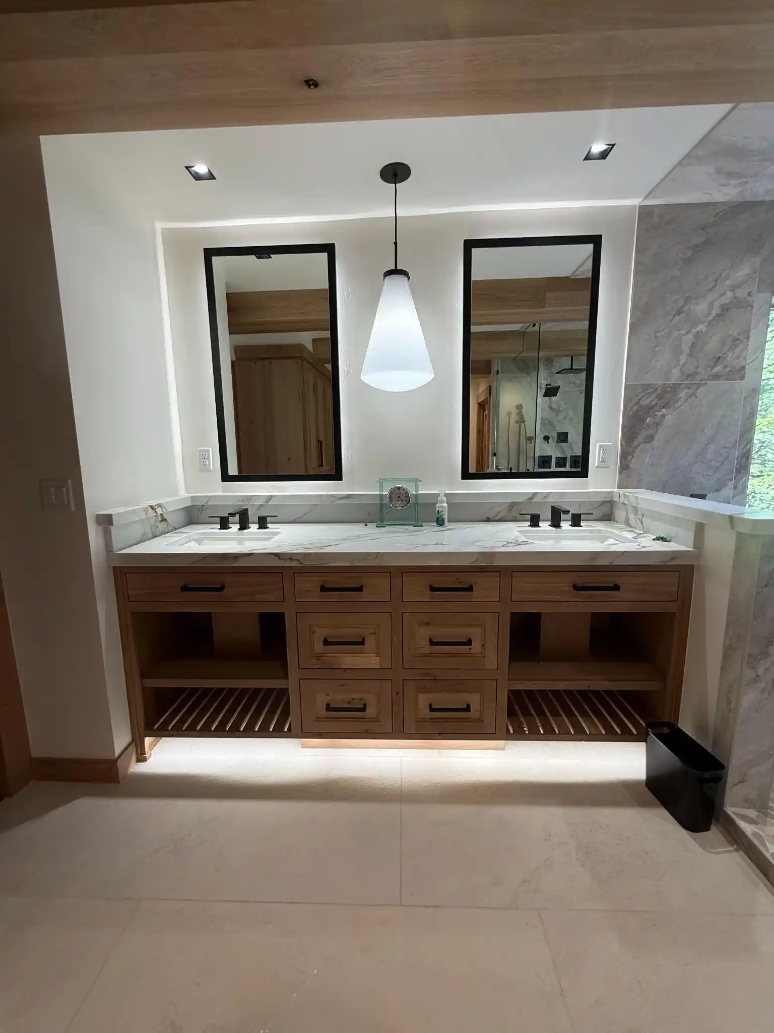 Oak Bathroom Vanity & Beams